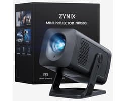 SnelShoppen - ZYNIX NIX500 Smart Mini-beamer 4K WiFi-projector met Android 14, Bluetooth 5.4, auto keystone, 270° rotatie voor thuisbioscoop, gaming &