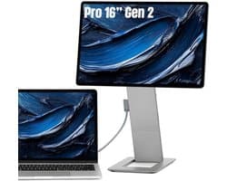 SOTSU® FlipAction Pro 16 inch Gen 2 - Portable Monitor 2.5K - 120 Hz - Draagbare Monitor voor Laptop - Tweede Scherm Laptop - USB-C 65W, Mini HDMI & DisplayPort - 100% DCI-P3 - Aluminium - Granite Grey - Extra Scherm voor Laptop - Draagbaar scherm