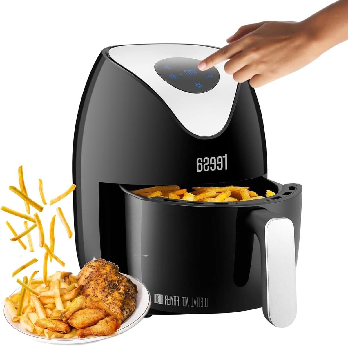 Digitale Airfryer - Hete Lucht Friteuse Vetvrij - Gezond Koken - Roestvrijstalen Reservoir - 18 Liter - Zwart — afbeelding 1