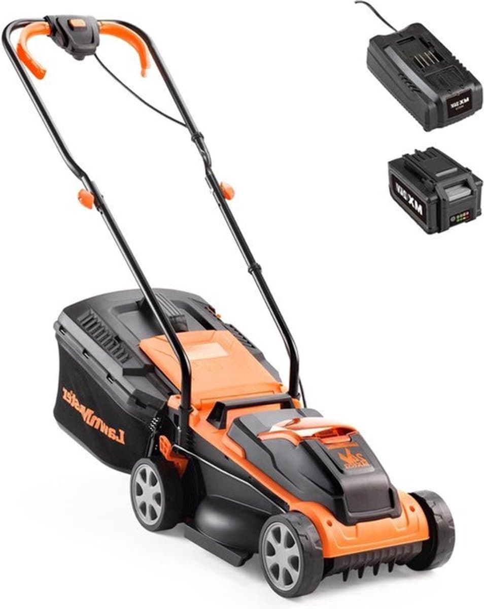 Accu Grasmaaier – Elektrische Grasmaaier – Draadloze Grasmaaier – Batterij Grasmaaier – 24V Grasmaaier – 32 cm Maaibreedte – 5-Standen Maaihoogte – Compact Inklapbaar Design — afbeelding 1