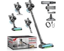 Draadloze Accustofzuiger - Oplaadbare Stofzuiger - Efficiënt Schoonmaken - 3 Reinigingsmodi - 445 cm - Zwart