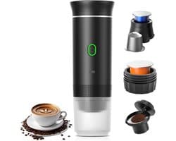 Amolass - Draagbare Koffiemachine Cups - Espressomachine - Koffiezetapparaat - Gemalen Bonen - Zwart - 24.5x8.3cm - Voor Onderweg