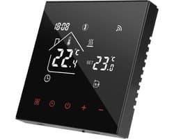 Slimme programmeerbare wifi-thermostaat voor ketelverwarming touchscreen zwart met Tuya APP & Smart Life - Beok TDR89B-WIFI-WPB