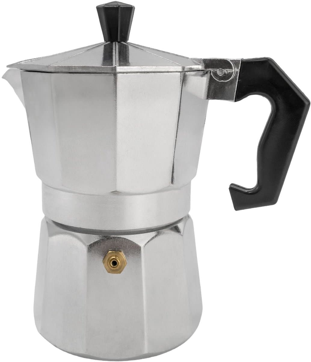 Intirilife Espressomaker aluminium - zilver - 3 kopjes mokkapot, 160 ml Italiaanse koffie, koffiezetapparaat geschikt voor gas, keramische kookplaat, elektrische kookplaat — afbeelding 1