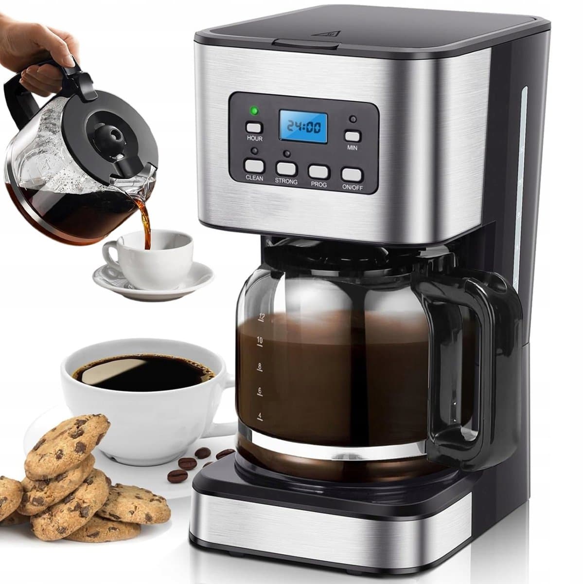 Filterkoffiezetapparaat - Koffiezetapparaat - 950W & Timer & Warmhoudfunctie - 1.5L Capaciteit - Antidruppelsysteem - Voor Huis & Kantoor — afbeelding 1