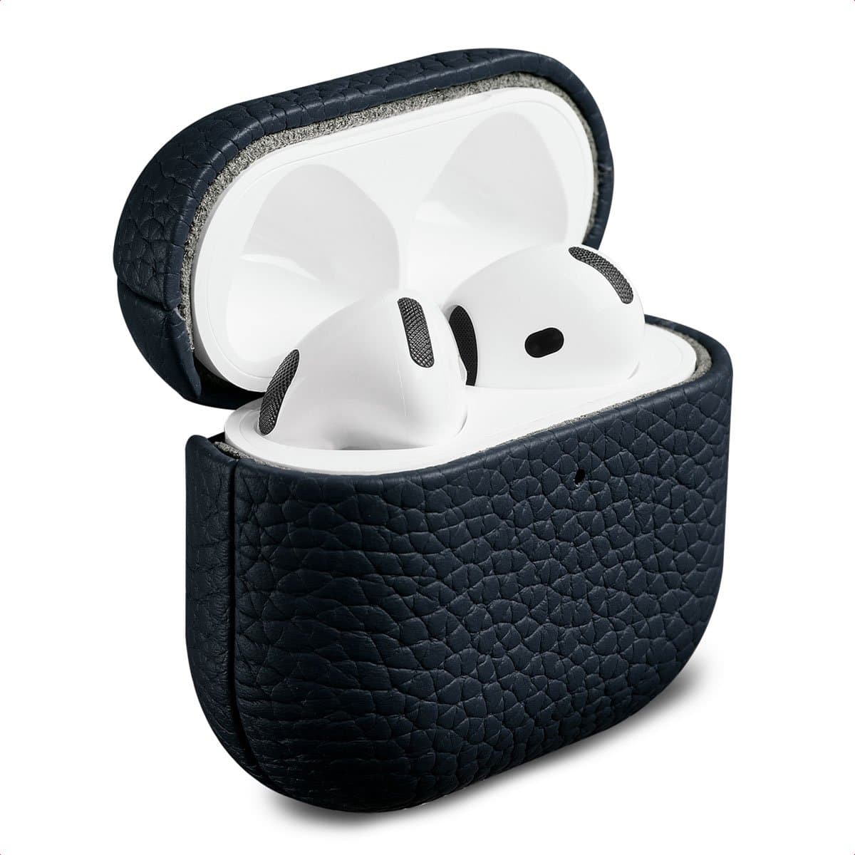 Accezz Echt Leren Case - Hoesje geschikt voor AirPods 4 - Donkerblauw — afbeelding 1