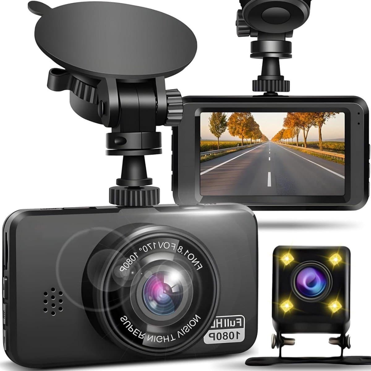 Autocamera Dashcam met MicroSD-kaart Ondersteuning Parkeermonitor Bewegingsdetectie Microfoon Luidspreker USB HDMI-interface Zwart — afbeelding 1