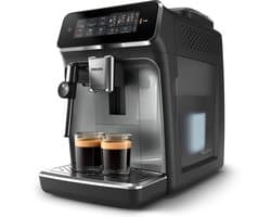 Philips 3300 Series - Espressomachine - 5 Warme & Koude Dranken - Melkopschuimer voor Cappuccino - 40% Stiller - AquaClean Filter - Volautomatisch - Zwart & Zilver - Koffiemachine met bonen - EP3329/70