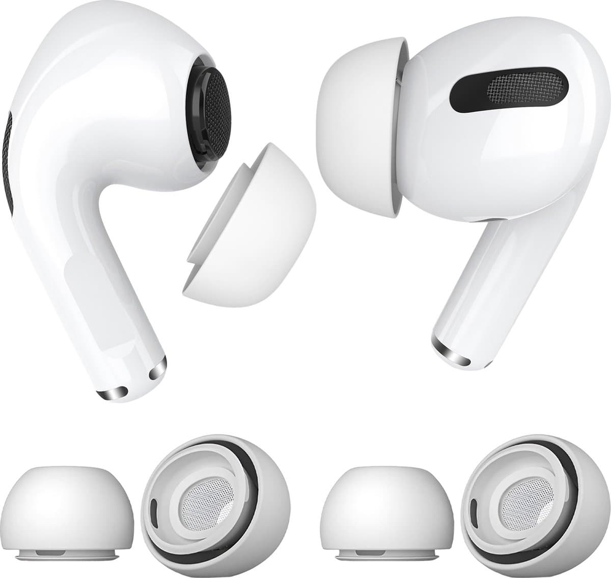 MMOBIEL 3 Paar Vervangende Oordopjes Tips Geschikt voor AirPods Pro Gen 1 & 2 - Antislip Siliconen Oordopjes met Ruisonderdrukkingsgat, Draagbare Opbergdoos en Passen in Oplaadcase - M - Wit — afbeelding 1