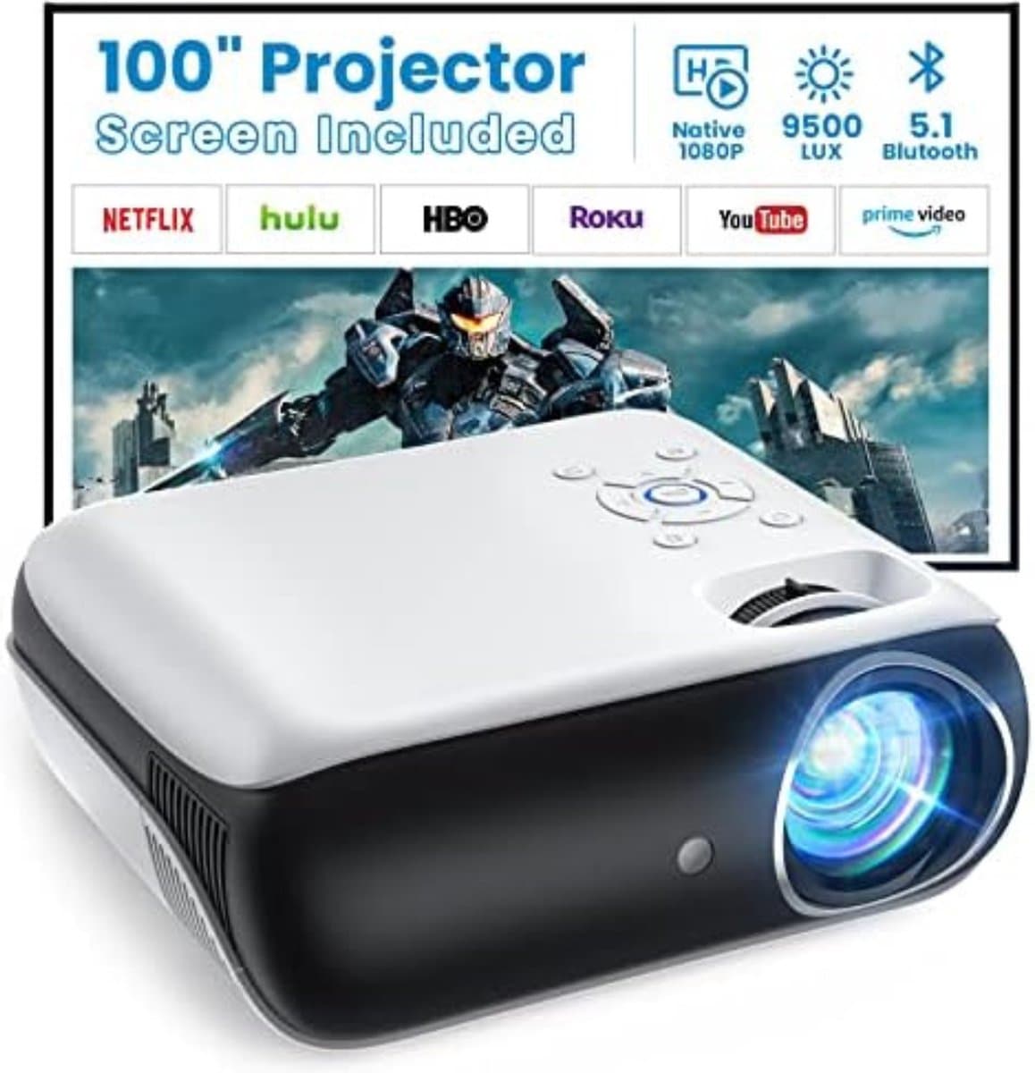 Mini Beamer - Streamen vanaf je telefoon - Input tot 1080P Bluetooth Audio - Projector - Mini Projector - HDMI - USB - Wit - Smartphone - Zoomfunctie - Draagbaar - Ingebouwde speaker — afbeelding 1