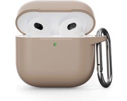 Coverup Hoesje - Geschikt voor AirPods 4 Hoesje - Coverup Siliconen AirPods Case met Sleutelhanger - Zand