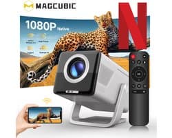 Magcubic X7 Mini Beamer - 8K support – Full HD 1080P Projector – WiFi 6 & Bluetooth 5.4 – Auto Focus & Keystone – Smart Android Beamer voor Thuisbioscoop & Outdoor