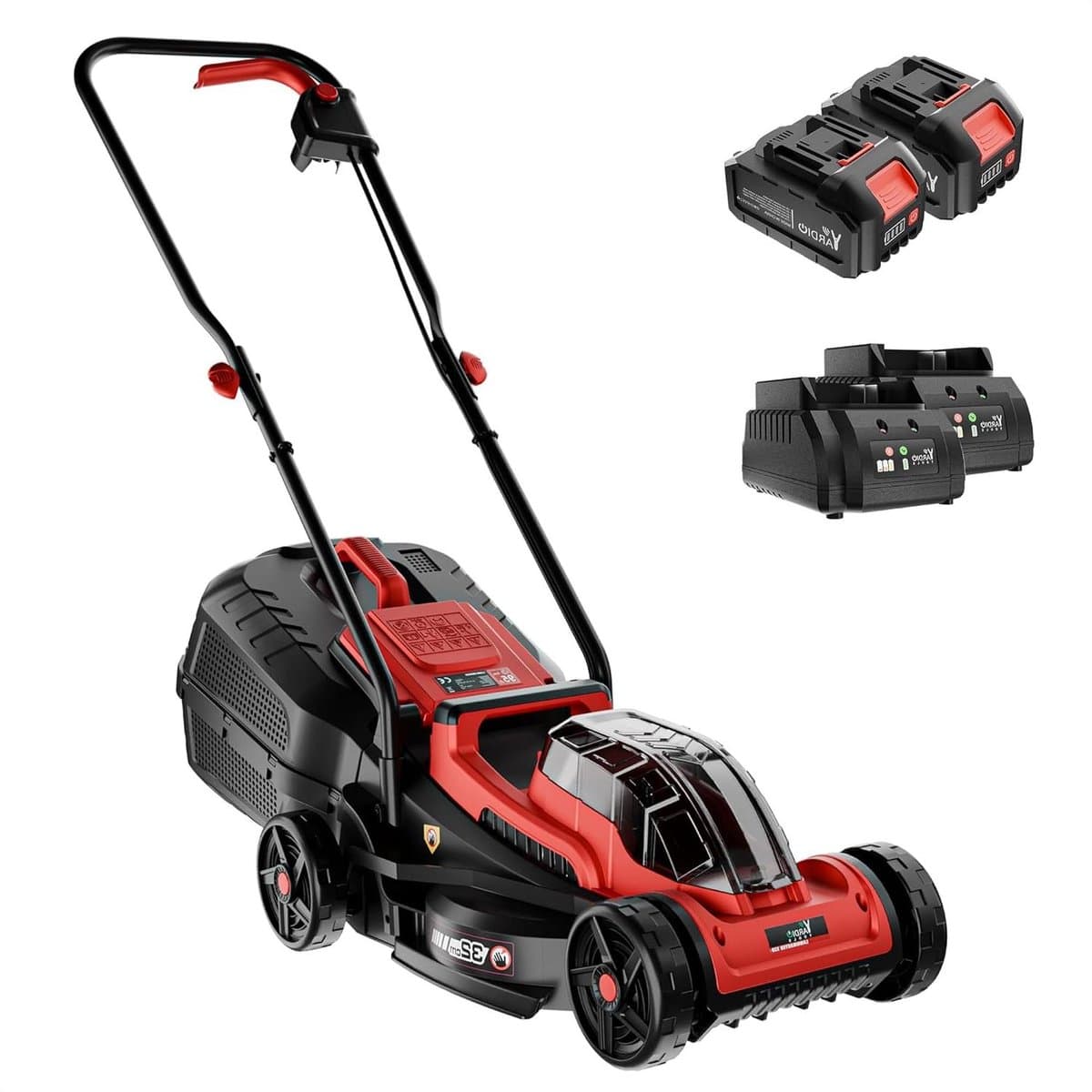 Elektrische Grasmaaier - Accu Grasmaaier Handmaaier - Gazon Onderhouden - Brushless Motor - 32 cm Maaibreedte - Zwart — afbeelding 1