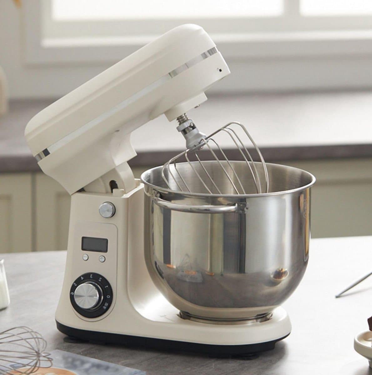 Keukenmachine - Mixer Keuken - Bakken en Koken - 6L Kom Stille Motor - 800W - Gebroken Wit — afbeelding 1