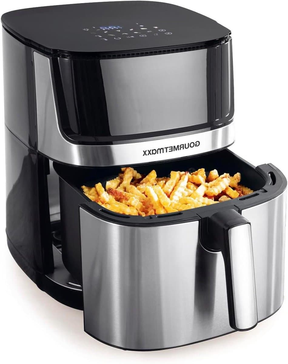 Digitale Heteluchtfriteuse - Airfryer Oven - Gezond Frituren - Dubbele Verwarmingselementen - 7.5 liter - RVS/Zwart — afbeelding 1