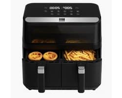Dubbele Airfryer - Hete Lucht Frituur - Gezond Koken - Twee Zones - 8.5 Liter - Zwart