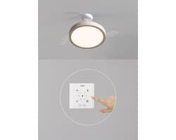 CREATE - Plafondventilator 40W stil met intrekbare bladen en LED-licht, verschillende maten - M - Met licht - Controller voor wandmontage - WIND CLEAR STUDIO