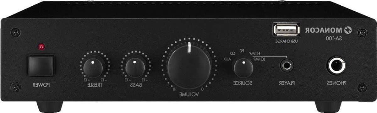 Stereo Versterker - Hifi Component - Muziek Weergeven - Ventilatorloos Koelconcept - 25 x 21.2 x 5.6 cm - Zwart — afbeelding 1