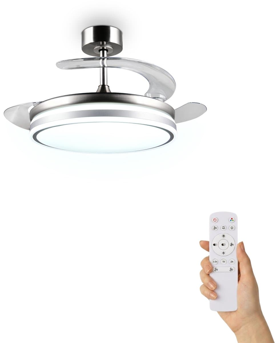 Fantiluxe - Anders - Plafondventilator met verlichting - Zilver - Ø106cm - Afstandsbediening - Met lamp - Plafond ventilator - Slaapkamer — afbeelding 1