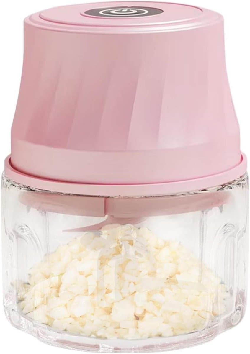 Mini Hakker - Keukenmachine Groente Snijder - Maaltijdbereiding - Spatvrij Mincer - 350ml - Roze — afbeelding 1
