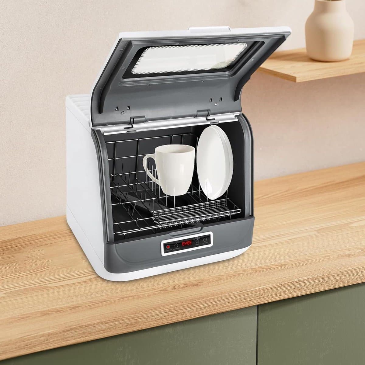 Tafelvaatwasser - Mini vaatwasser - Snel servies reinigen - Zonder wateraansluiting - Compact formaat - Wit — afbeelding 1