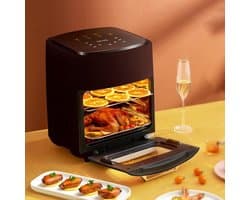 Heteluchtfriteuse Oven - Convectieoven - Gezinsmaaltijden Bereiden - 15L Capaciteit - 1300W Vermogen - Zwart