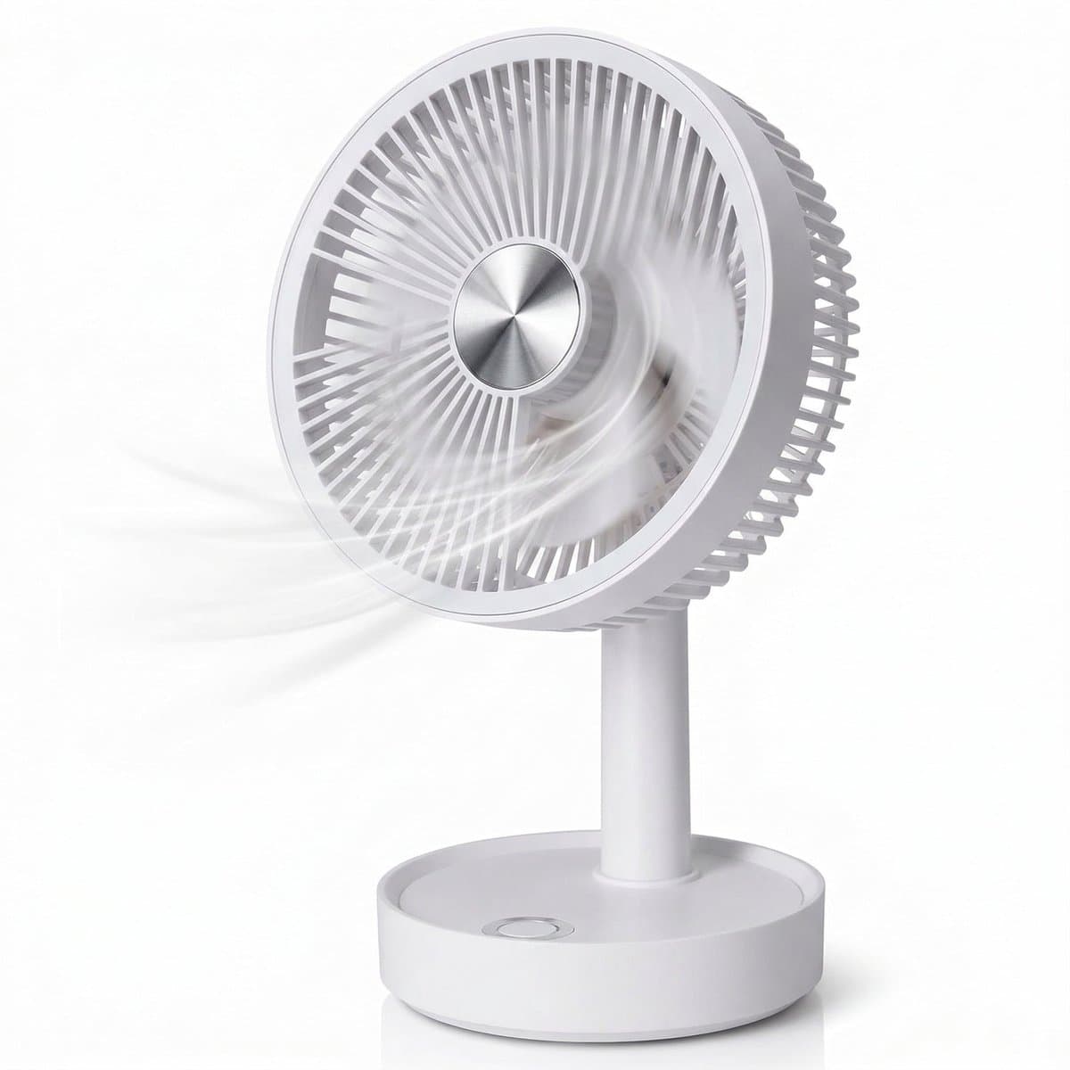 Lomera Tafelventilator Oplaadbaar USB - Draadloze Bureau Ventilator Oscillerend - Hoogte Verstelbaar - 3 Snelheden - Mini Ventilator Draagbaar Stil Compact - Wit - Kantoor Slaapkamer — afbeelding 1