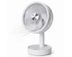 Lomera Tafelventilator Oplaadbaar USB - Draadloze Bureau Ventilator Oscillerend - Hoogte Verstelbaar - 3 Snelheden - Mini Ventilator Draagbaar Stil Compact - Wit - Kantoor Slaapkamer