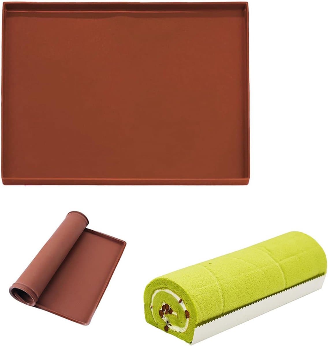 Siliconen bakmat voor cakedeeg - 30*40*0,8 cm - Bakmat voor Zwitserse rol - Deegmat - Ovenbakmat - Bakmat voor airfryer - Bakmat - Voor het uitrollen van deeg - Flexibel met opstaande randen - Kneedmat - Rechthoekige bakmat - Geschikt voor het bakken — afbeelding 1