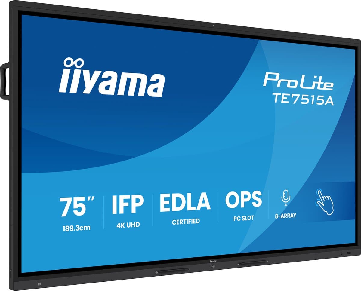 iiyama TE7515A-B2AG beeldkrant Kiosk-ontwerp 190,5 cm (75") Wifi 550 cd/m² 4K Ultra HD Zwart Touchscreen Type processor Android 24/7 — afbeelding 1
