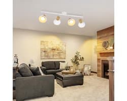 Vintage plafondverlichting met 4 draaibare lampen - Witte lamp voor woonkamer, gang en slaapkamer