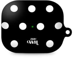 xoxo Wildhearts hoesje geschikt voor AirPods Pro - Polka Dots (Zwart) - Ook als telefoonhoesje verkrijgbaar - schokbestendige case - koptelefoonhoesje - Beschermhoes met stippenpatroon - Zwart met witte stippen