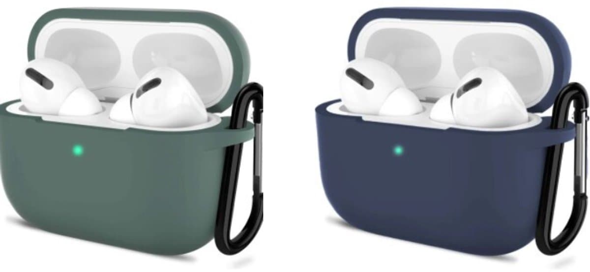 ShieldCase bundel van 2 Airpods beschermhoesjes - Geschikt voor Airpods Pro / 2 Pro - Groen en Donkerblauw - Optimale bescherming - Stijlvolle accessoires - Airpods hoesjes set - Beschermhoesjes voor Airpods - Schokbestendig - Siliconen hoesje — afbeelding 1