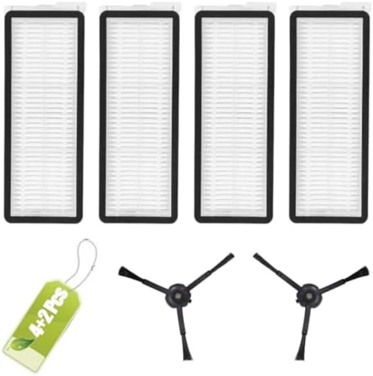 PromoHome 4 stuks HEPA-filters compatibel met Roborock Qrevo S/Qrevo Pro/Qrevo Plus/Qrevo MaxV/Qrevo Curv/Qrevo Curve/Qrevo Edge/Qrevo Curv S5X/Qrevo EDGE S5A/QV 35A/QV 35S, 2 zijborstels — afbeelding 1