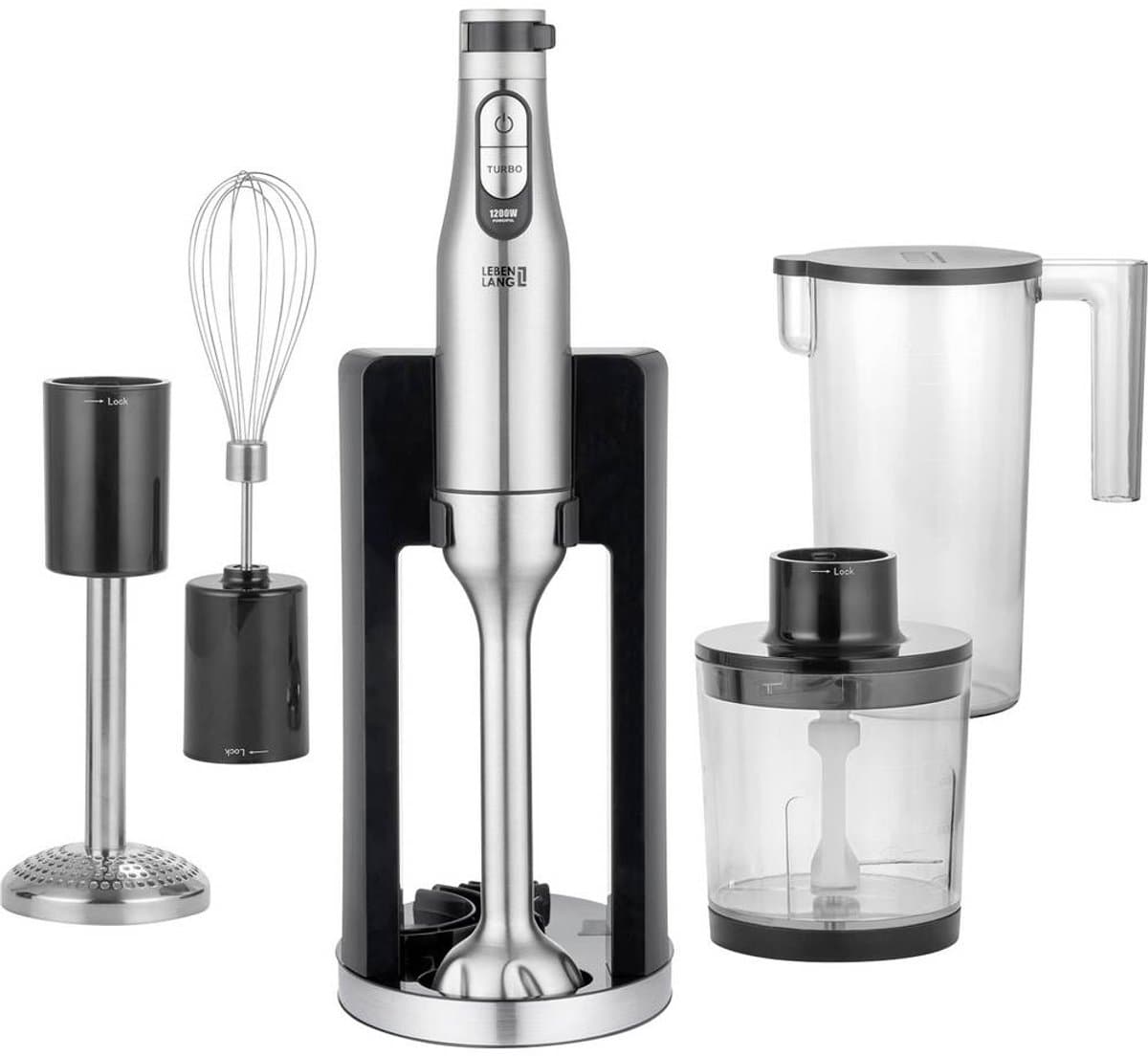 Lebenlang LBP9786 Staafmixer 1200 W Turbofunctie Zilver — afbeelding 1