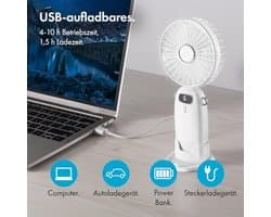 Draagbare Oplaadbare Mini Nekventilator met 5 Snelheden en Telefoonhouder - USB Ventilator voor Thuis, Kantoor en Reizen