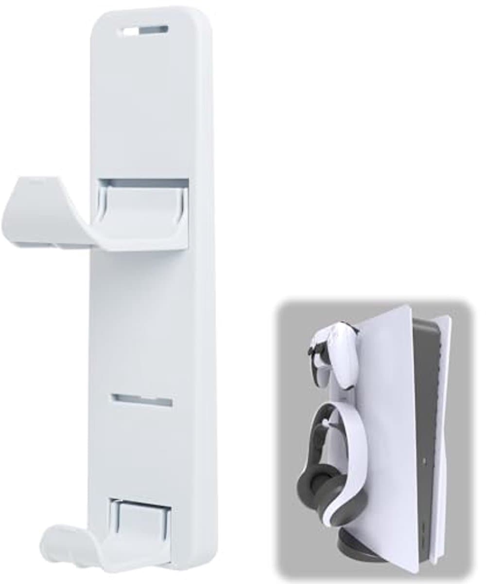 Universele Controller en Koptelefoonhouder - Vouwbare Wandbeugel met 2 Haken voor Gamingaccessoires - Duurzame ABS + Compact Ontwerp (19cm) — afbeelding 1