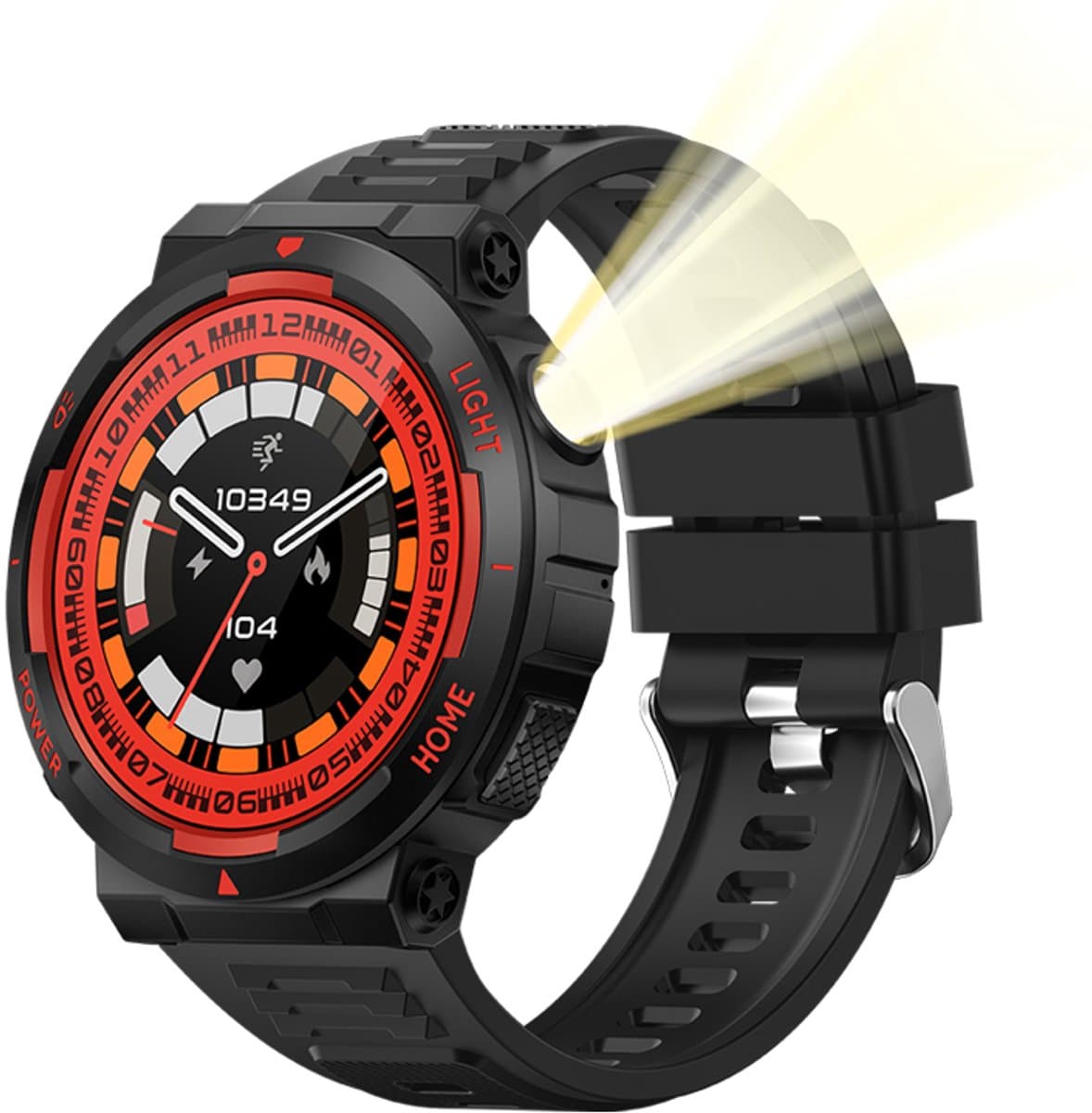 Pro-Care Excellent Quality® Smartwatch 1.53 inch Smartwatch Dames Heren - Android en iOS - IP68 - LED Zaklamp - Bluetooth Bellen - Hartslag & Slaap Monitor - Bloeddruk & Bloedzuurstofmeting - Multiple 100+ Sport Modi - Smartwatches - Zwart Rood — afbeelding 1