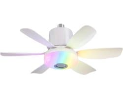 Bovista Plafondventilator - Met Verlichting - Plafond Ventilator - Met Lamp - Plafonniere Met Ventilator - Met Licht - Wit - 47cm