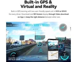 Dashcam voor Auto - Dash Cam - Dual Car Camera Recorder 1944P HD Voor- en Achtercamera - GPS Wifi Car DVR - 24U Parkeerbeveiliging - D²save Opslag