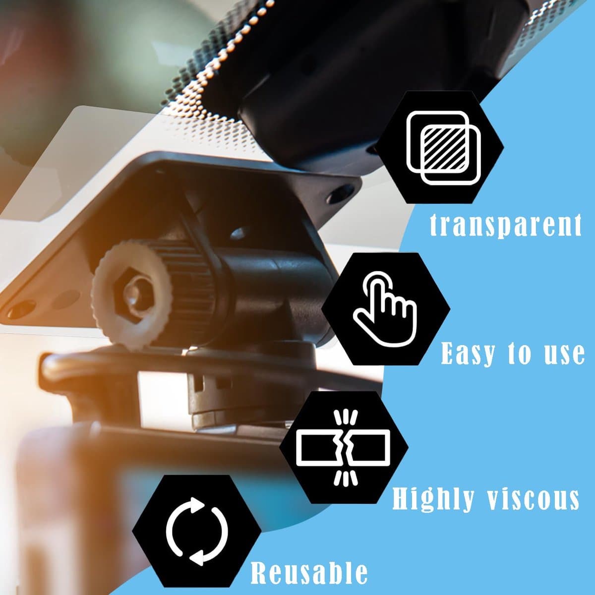 Dash Cam Stickers voor Auto's, 16 STKS Elektrostatische Film voor Dash Cam Dubbelzijdige Zelfklevende Pads Voorruit - ShopVlot — afbeelding 1