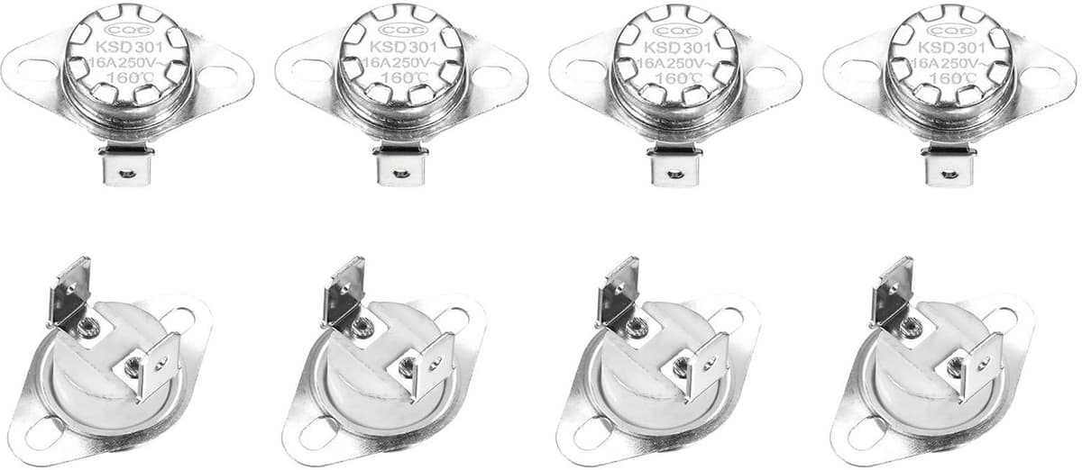 Thermostaat 160 °C/320 °F 16 A, normaal gesloten, N.C regel, temperatuurschakelaar met snap voor magnetron, oven, koffiezetapparaat, 8 stuks, materiaal keramiek — afbeelding 1