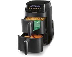 Heteluchtfriteuse Verticale Dubbele Kamer - 5 Liter Inhoud - 2000 Watt Vermogen - Zwart - Voor 2 Personen