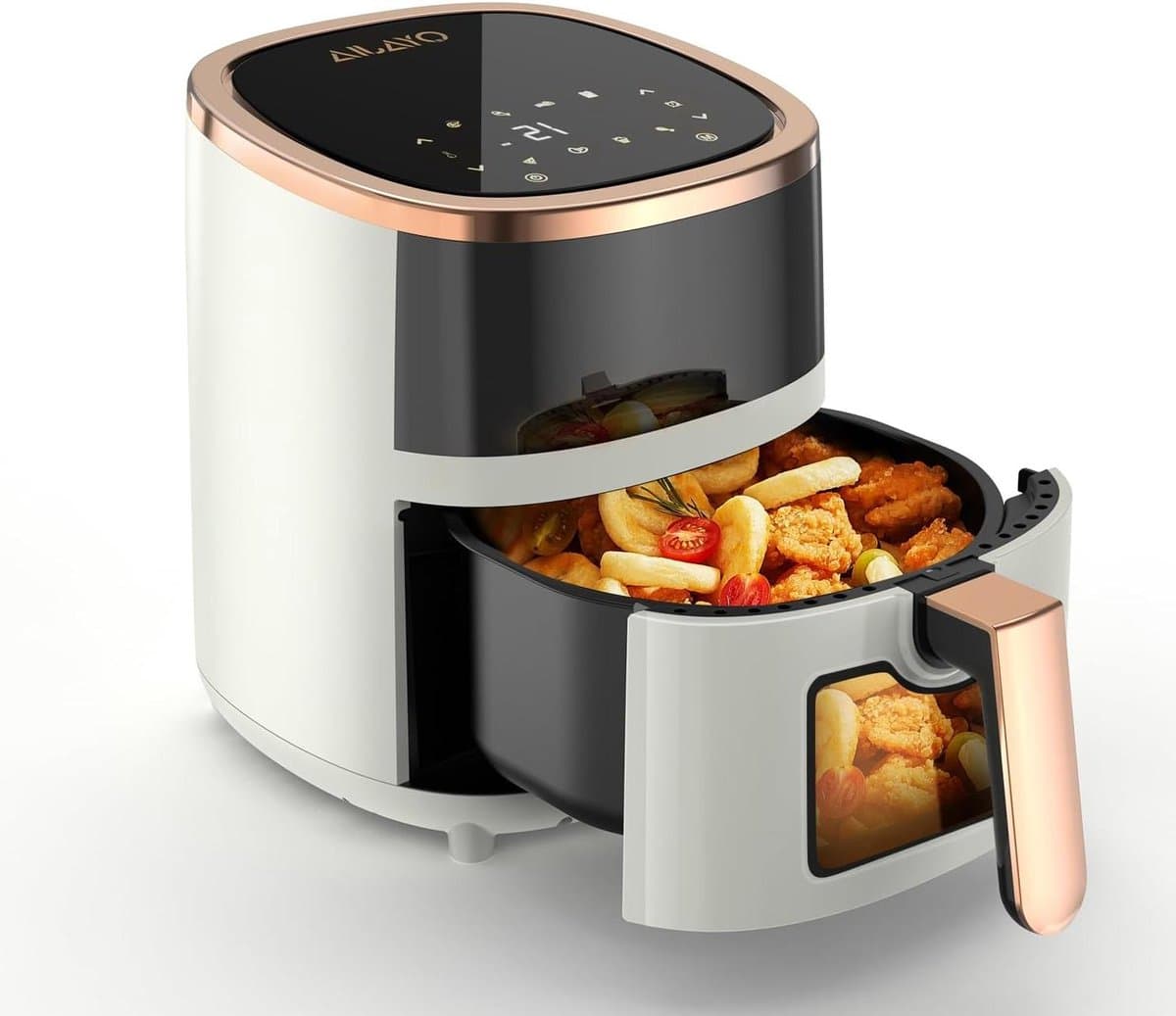 Heteluchtfriteuse - Airfryer Frituurpan - Gezond Koken - Visueel Venster - 55 Liter - Zwart — afbeelding 1