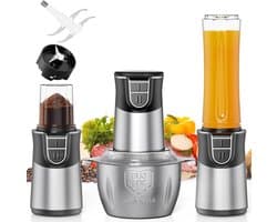 Elektrische Hakmolen - Keukenmachine Multihakker - Eten Bereiden - 3-in-1 Functionaliteit - 2 Liter Kom - Zilver