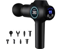 Nekmassageapparaat - Zwart - Elektrisch Massagepistool met 99 Instelbare Standen en 9 Massagekoppen - Voor Spierherstel en Ontspanning