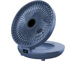 Muurventilator - Luchtcirculator Tafelmodel - Comfortabele Lucht - Opvouwbaar Ontwerp - 20.5 cm Breed - Blauw