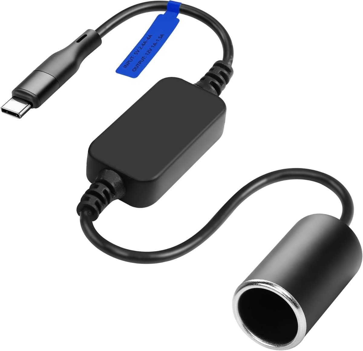 SnelShoppen - USB-C naar 12V Sigarettenaansteker Adapter, 30cm Krachtige Oplaadkabel voor Dashcam, GPS, LED Verlichting en Auto Elektronica - 18W Max — afbeelding 1