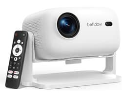 SnelShoppen - 4K Projector, 1080P Slimme Videoprojector met Auto Focus, Trapeziumcorrectie, WiFi6 en Bluetooth 5.2, Home Cinema in Wit - Officiële Net