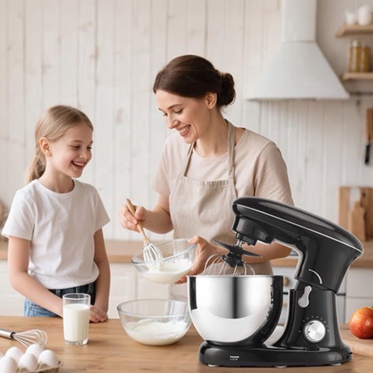 Keukenmixer – Mengmachine – Bakmixer – Deegkneder – Standmixer – 1400W Krachtige Motor – 4,5 Liter RVS Mengkom – Zwart — afbeelding 1